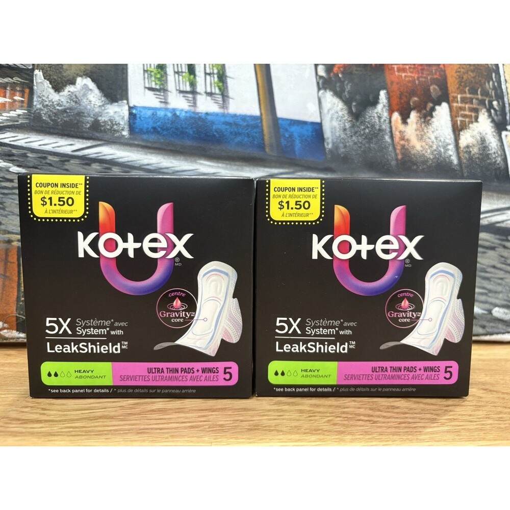 U by Kotex Ultra Thin Pads Heavy with Wings 5 Ct Lot of 2 New Sealed
